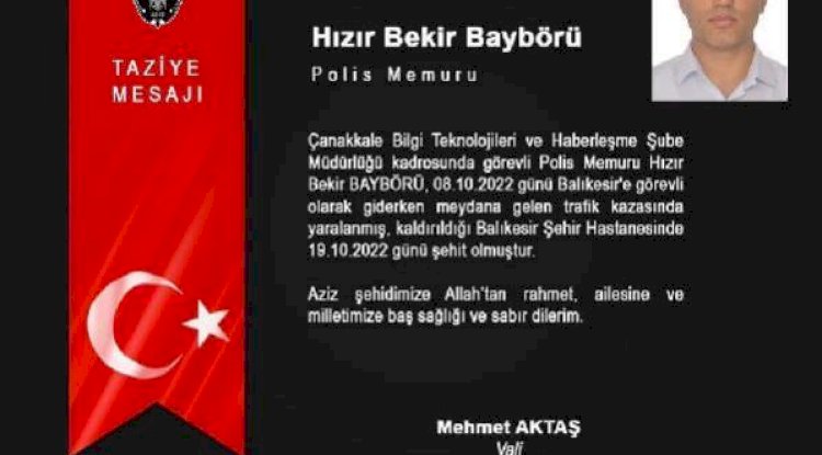 Polis Memuru Baybörü Şehit oldu