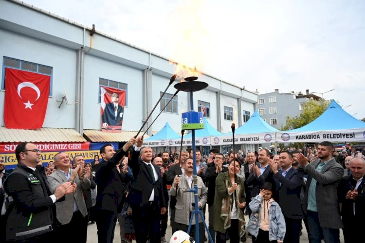 KARABİGA’DA TARİHİ GÜN  DOĞAL GAZ ATEŞİ YANDI 